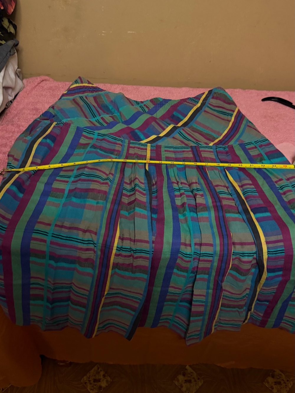 Striped Multicolor Circle Skirt - Teal & Purple